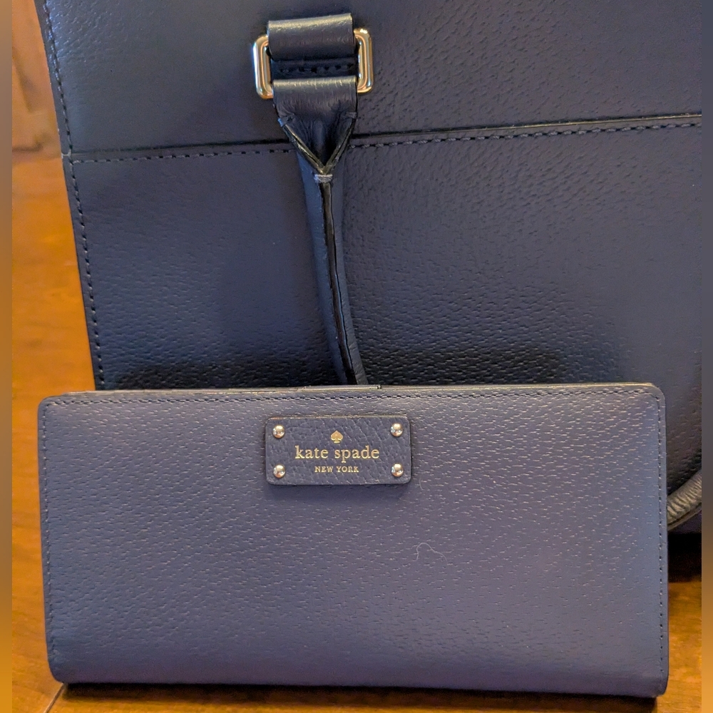 Kate Spade Navy Blue Leather Grove Street Caley Satchel & Matching Wallet - Picture 10 of 13